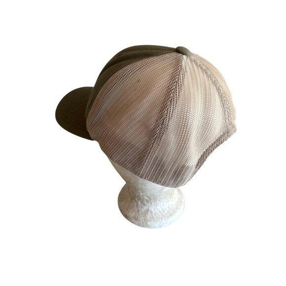 Field Logo Olive & Beige Trucker Hat Adjustable Snapback - Picture 2 of 5